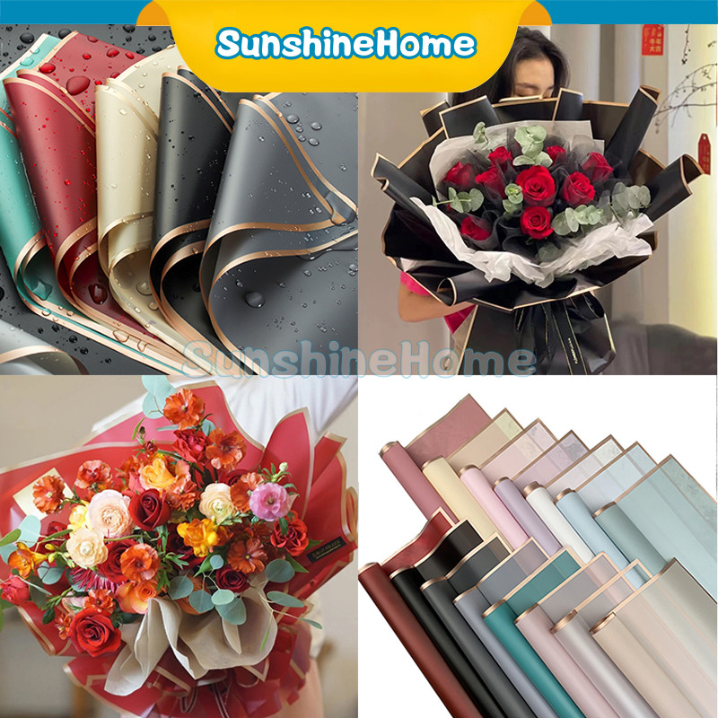 

Kertas Buket Bunga Warna List Emas / Flower Wrapping Paper List Gold / Cellophane List Gold / Kertas Kado / Kertas Buket Bunga
