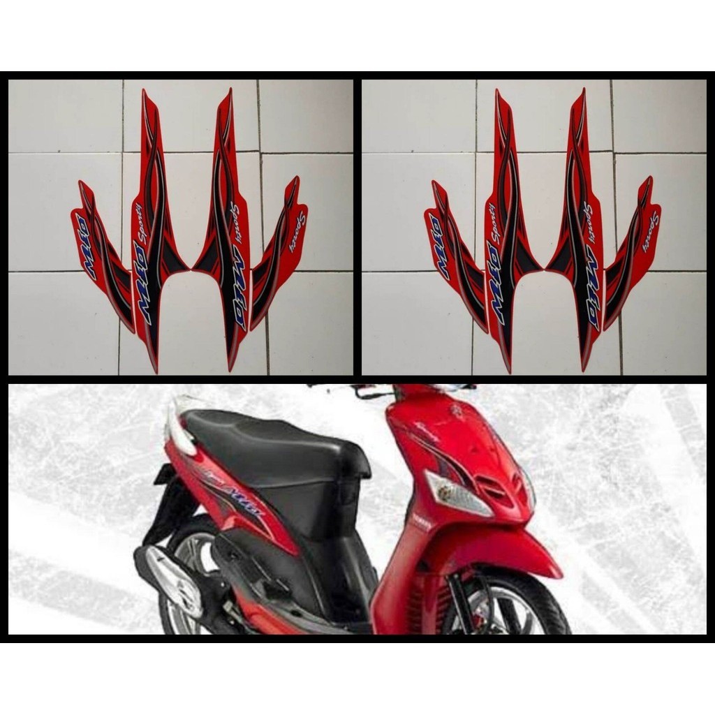 Stiker Striping Lis Les Bodi Motor Yamaha Mio Sporty 2005 2006 Salur / Selendang Merah