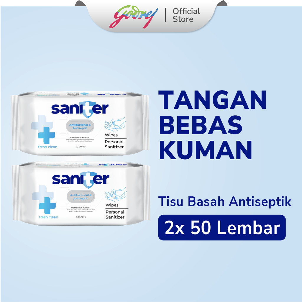 Saniter Personal Wipes Sanitizer 50S x2 - Tisu Basah Antiseptik