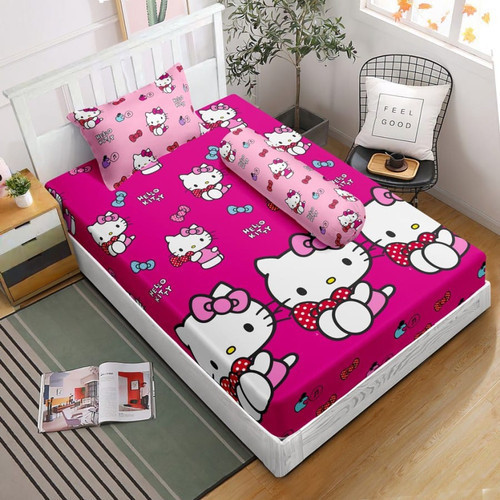 Sprei Lady Rose Motif Karakter Kitty Apple - Ukuran 100x200 & 120x200