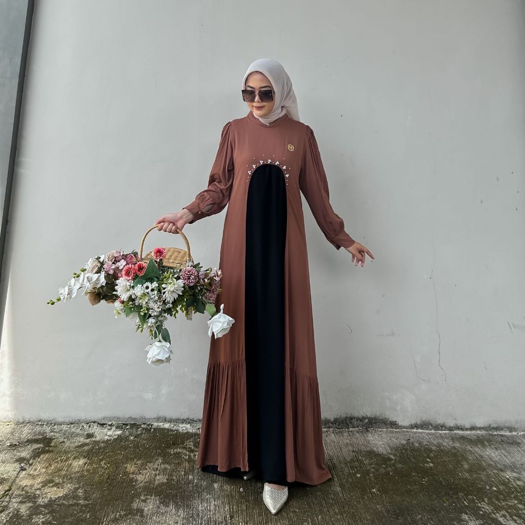 GH67UK Gamis Bahan Ceruty Baby Doll Gamis Lebaran Model Terbaru Dress Kondangan Wanita Cantik Elegan