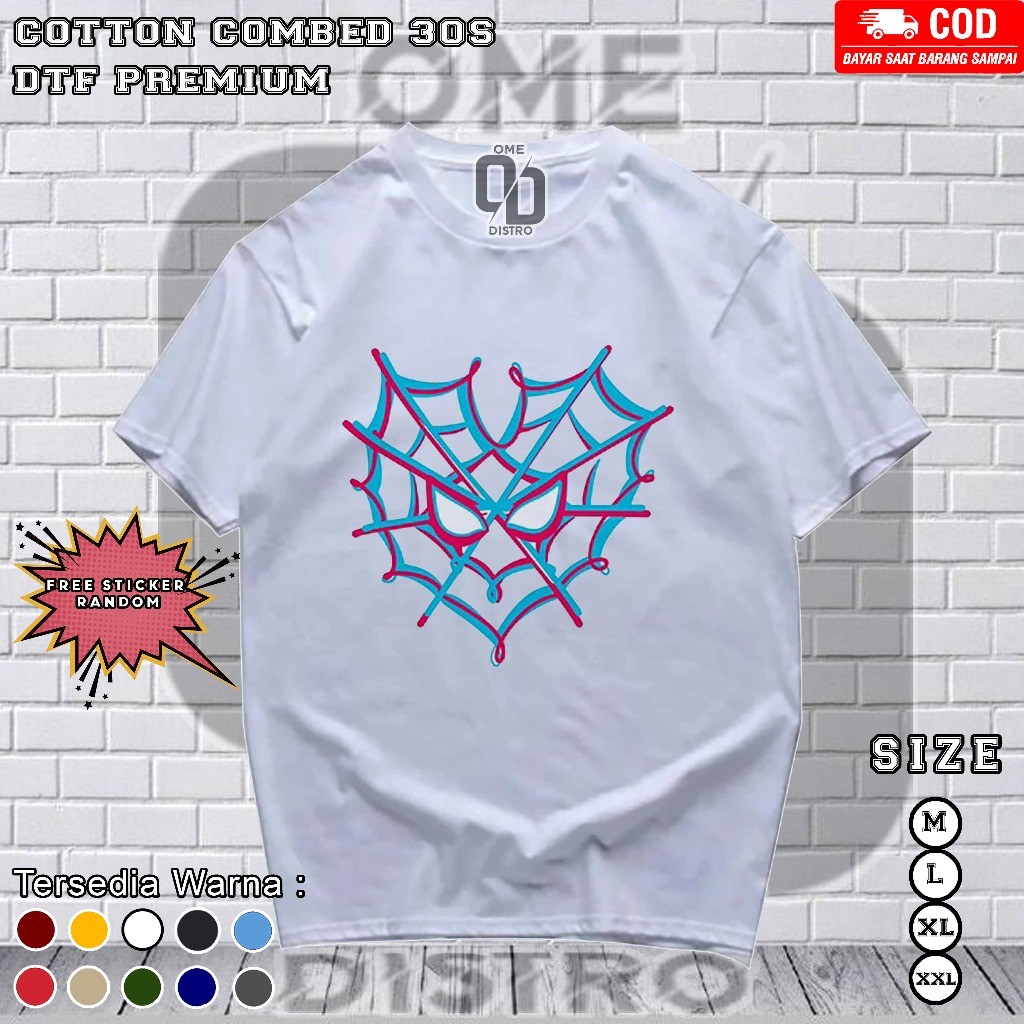 V4 Kaos Couple Spiderman Miles Morales & Gwen Stacy Warna Putih - Kaos Spiderman Couple - Tshirt Spi