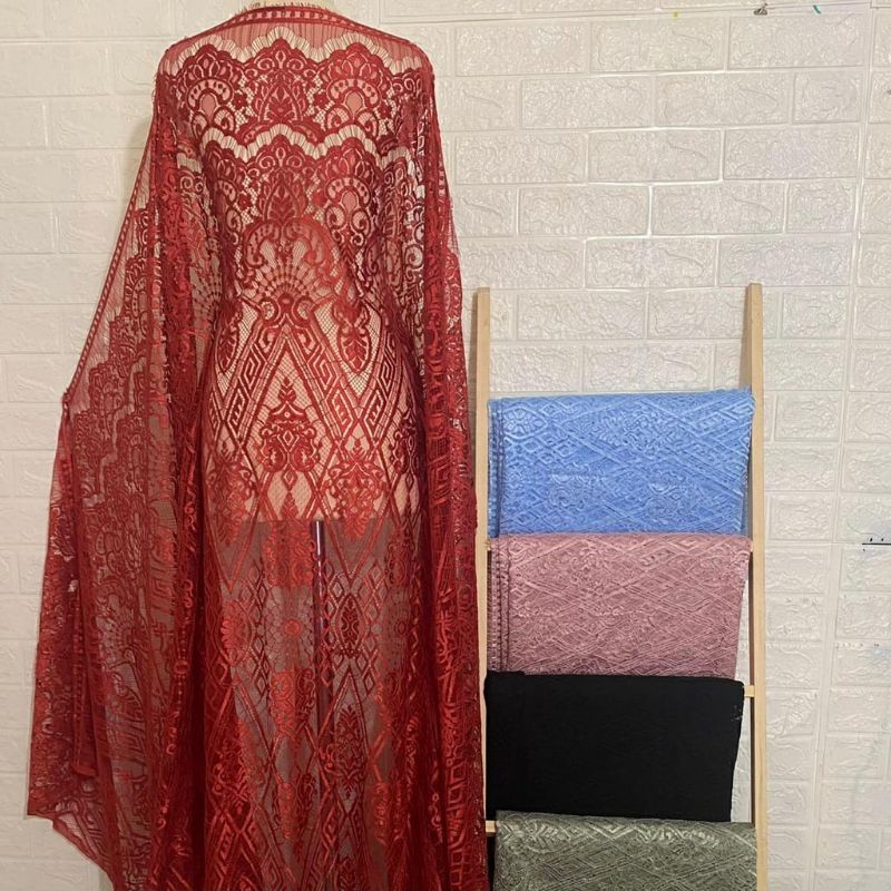 Kain brokat semi francis warna terakota teracota