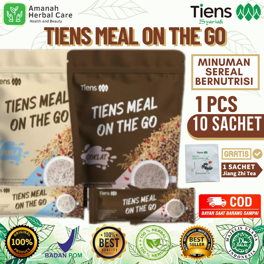

Minuman Sereal Tiens Meal on The Go Original BPOM Halal MUI, Pengganti Makan Pagi & Malam, Menahan Nafsu Makan Berlebih, Terasa Kenyang Lebih Lama, Bantu Turunkan Berat Badan Berlebih, Rendah Lemak, Rendah Gula, Rendah Garam