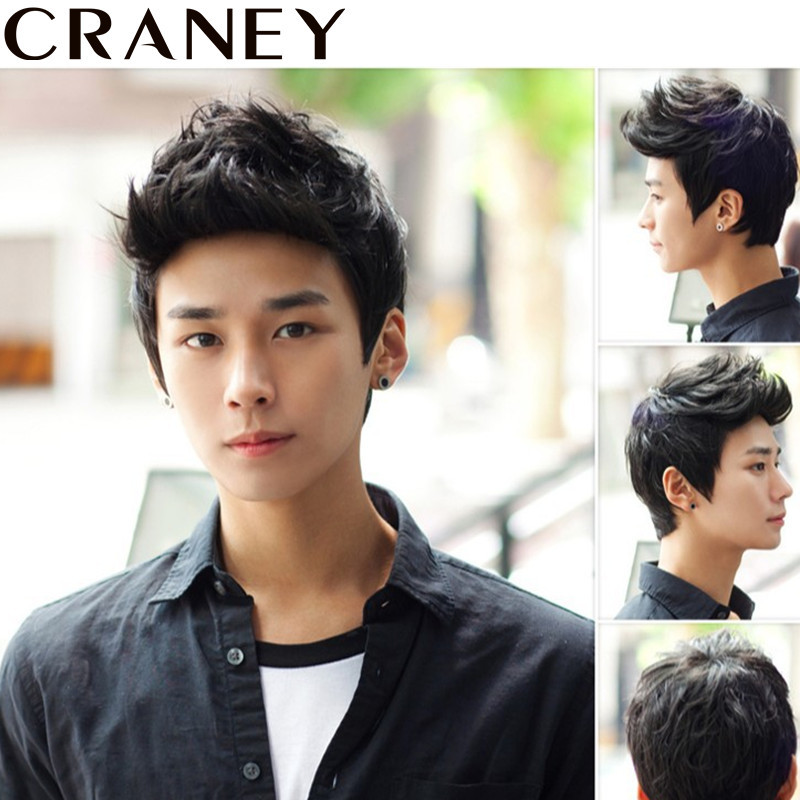 men's wig stylish and handsome airplane head wig short hair wig wig headgear