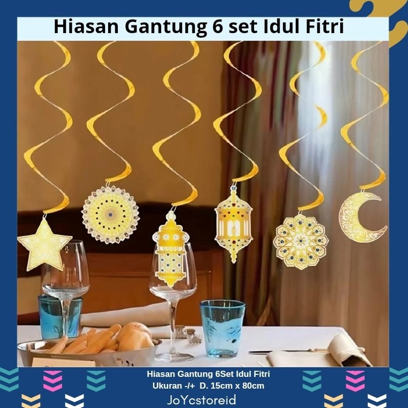 Hiasan Gantung Idul Fitri 6pcs | Dekorasi Idul Fitri | Lentera Idul Fitri | Ramadham Mubarok | Hiasa