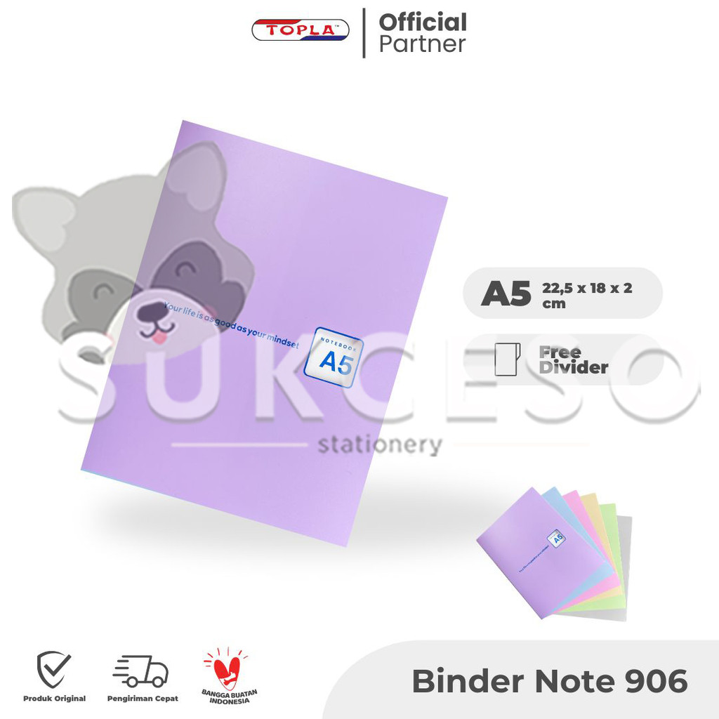 

TOPLA Binder Note Book A5 BNT-906 Buku Catatan Loose Leaf 20 Ring Pastel Color Murah