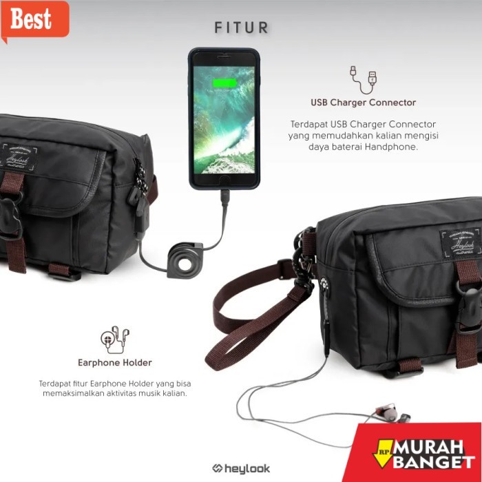 tas selempang pria kekinian Tas Selempang Pria Heylook Luxas Sling Bag Waterproof