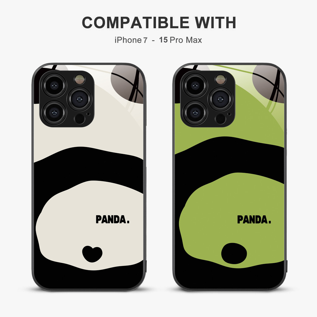 Casing Couple Panda untuk iPhone 16 15 14 13 12 mini 11 Pro Max Xr Xs Se 8 7 Plus 6 6s Case Lucu Aes