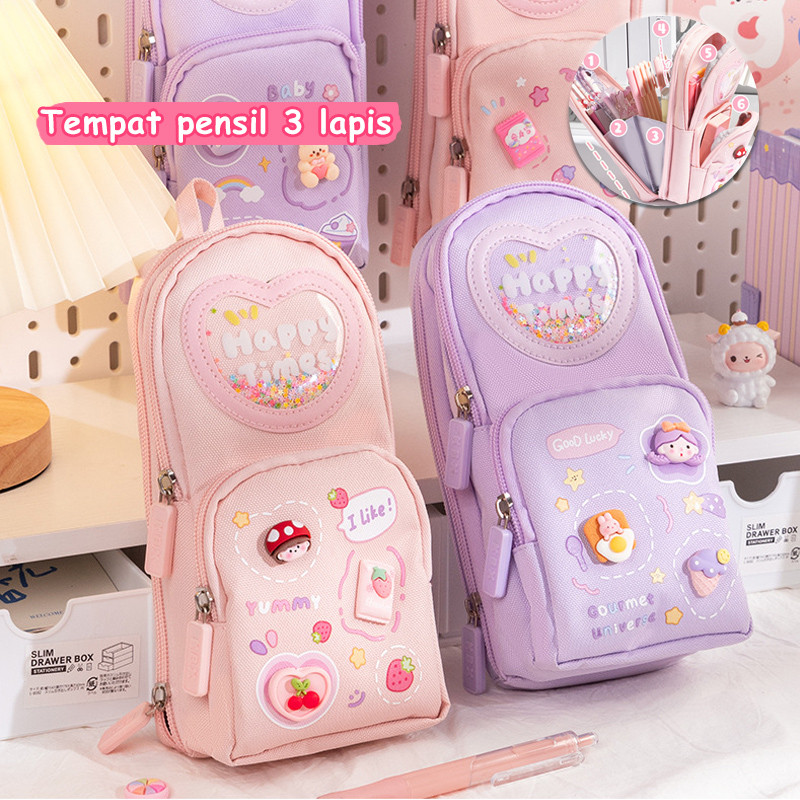 

Ready Tempat Pensil Kartun 3D Anak Kotak pensil kanvas besar yang lucu 6 tempat pensil luar angkasa