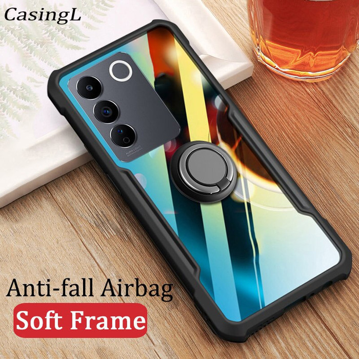 Soft Case Vivo V27 / V27e Beatle Series THIN Cover Transparan with Ring Stand