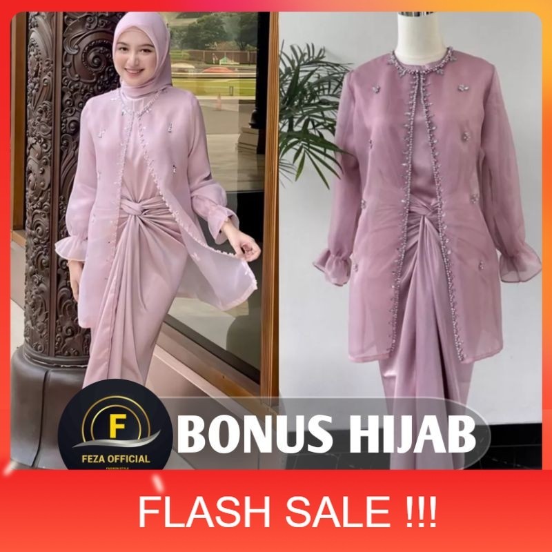 PROMO (ADA JUMBO) One Set Wanita Jemma Organza Kekinian Outer Organza Premium Setelan Kondangan