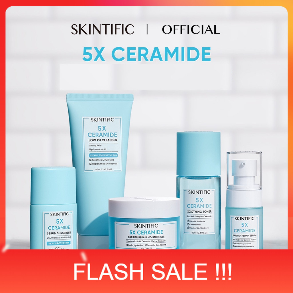 PROMO SKINTIFIC - 5X Ceramide Barrier  Moisturize Gel Pelembab Wajah /5X Ceramide Cleanser Sabun Cuc