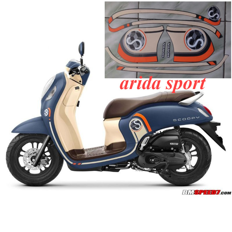 Striping stiker   honda scoopy scopy scopi fi fashion thn 2020 2021 biru doff motif striping origina
