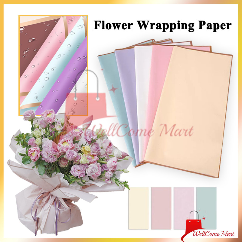 

20 Lembar Cellophane Rose Gold Frame / Flower Wrapping Paper Varian List Gold / Kertas Bunga Buket List Gold Emas Cellophane