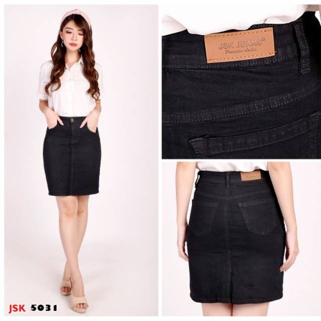 27-30 [3 Warna] Rok Pendek Mini Model A Polos Jeans Wanita Stretch Melar JSK JEANS Wanita Cewek Biru