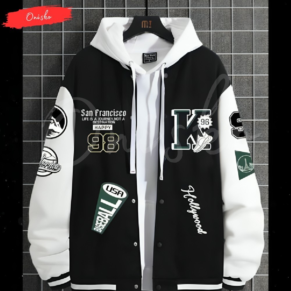 Varsity Jaket Hoodie Kupluk Bomber Baseball Size 2 4 6 8 10 12 14 16 18 Bahan Cotton Fleece Premium 
