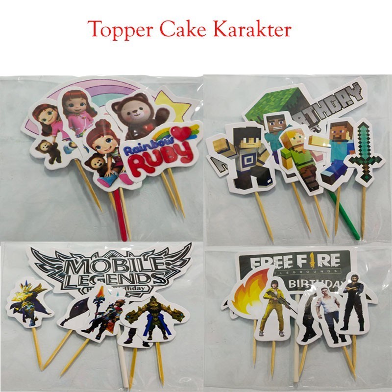 Toper Cake Karakter Free fire | Hiasan Kue Mobile Legends | Topper kue MineCraft
