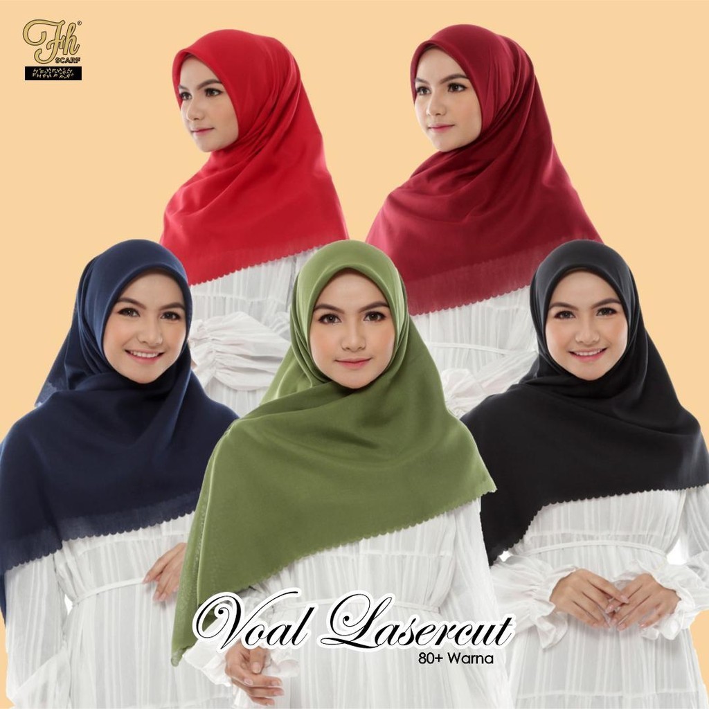 HIJAB WANITA SEGI EMPAT POLOS VOAL LASERCUT-FH1