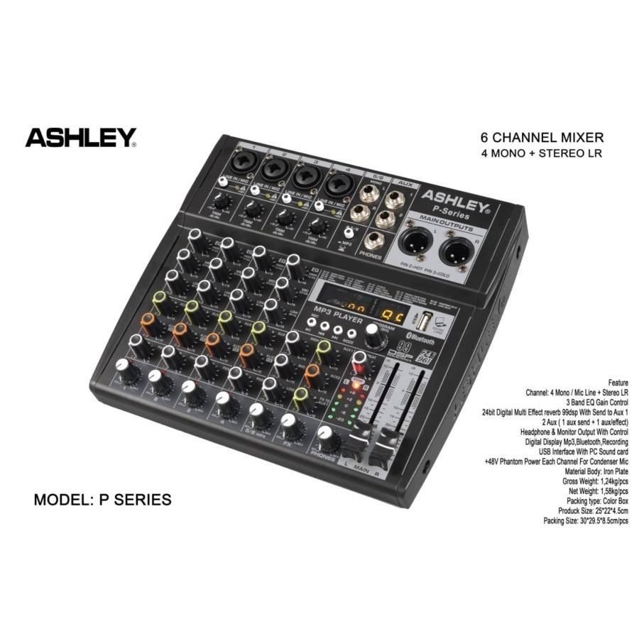 Mixer Audio Ashley 6 Channel P-Series