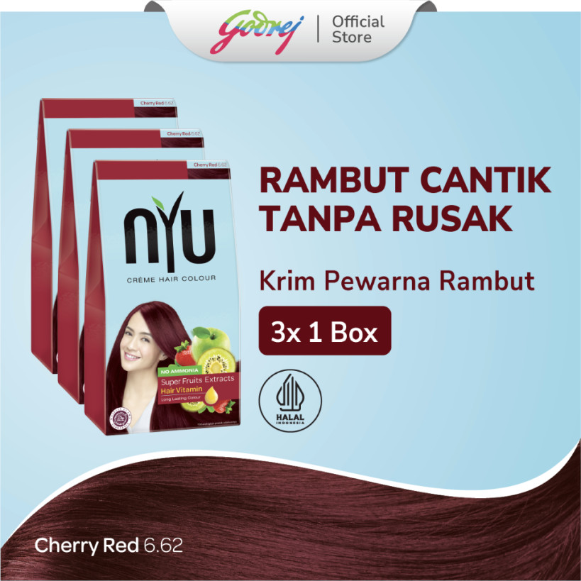 NYU Creme Hair Colour Cherry Red x3 - Pewarna Rambut Panjang/Long Hair