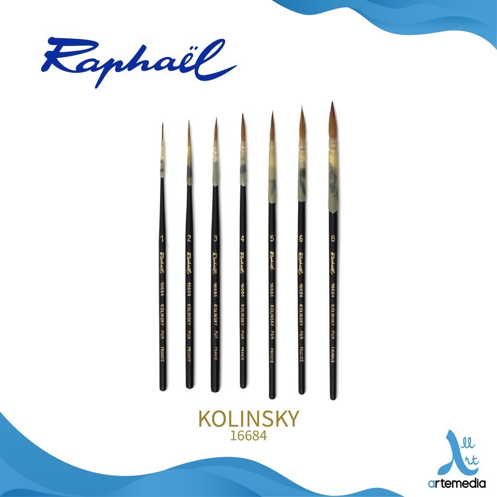 

Raphael 16684 Kuas Lukis Sharp Point Round Kolinsky Sable Brush Short Handle