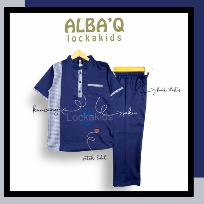 Baju Koko Setelan Anak Laki Laki- Kemko Set Anak - Setelan Muslim Anak - HIJAU ARMY, 8