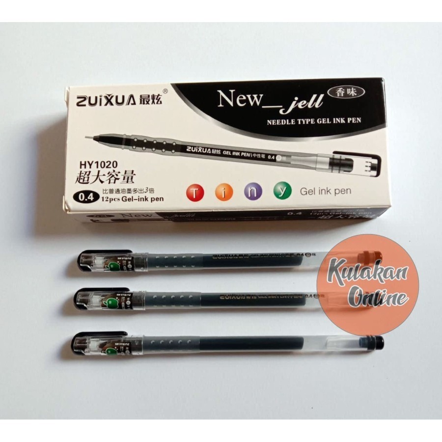 

Pulpen / Pen Gel / Bolpoint Gel New Jell Zuixua 0.4 HY-1020 Tinta Hitam (1 pak isi 12 pcs)