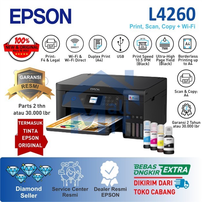 PROMO BIG SALE Printer Epson L4260 L 4260 L-4260 PENGGANTI L4160 Wifi DUPLEX F4 LEGAL