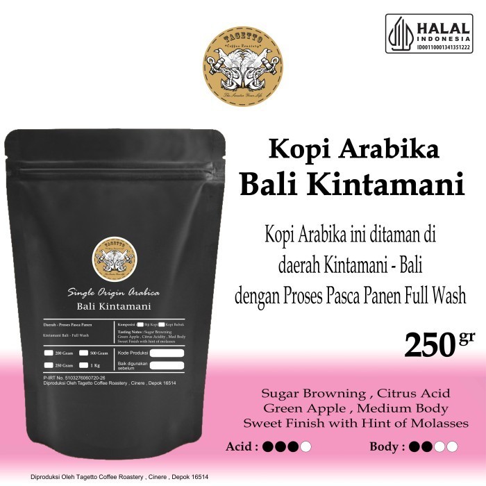 

[Best Seller Coffee] KOPI ARABIKA BALI KINTAMANI 250GR BIJI ATAU BUBUK | ARABICA COFFEE - MEDIUM ROAST, BIJI KOPI