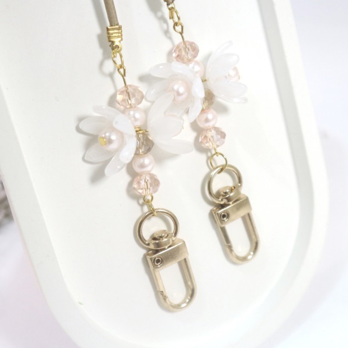 KELOPAK STRAP MASKER / KONEKTOR MASKER HIJAB - TALI MASKER - pink silver