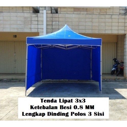 Tenda Lipat Ukuran 3x3 Besi Super Premium Lengkap Dinding Polos 3 Sisi