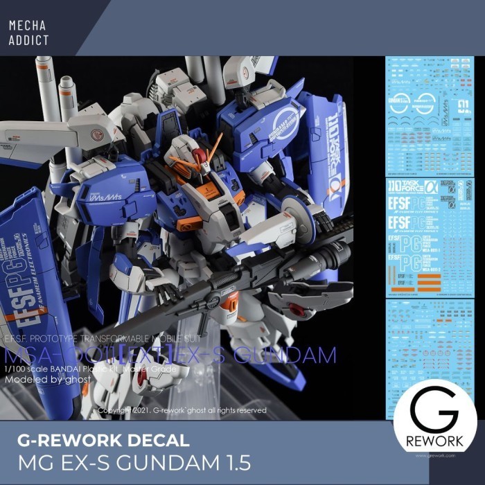 Water Slide Decal MG Gundam EX-S Ver. 1.5 by G-rework