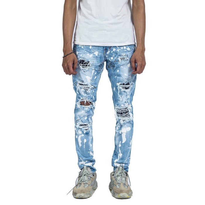 M1 batik patch - Light blue splash 2 - Celana Jeans