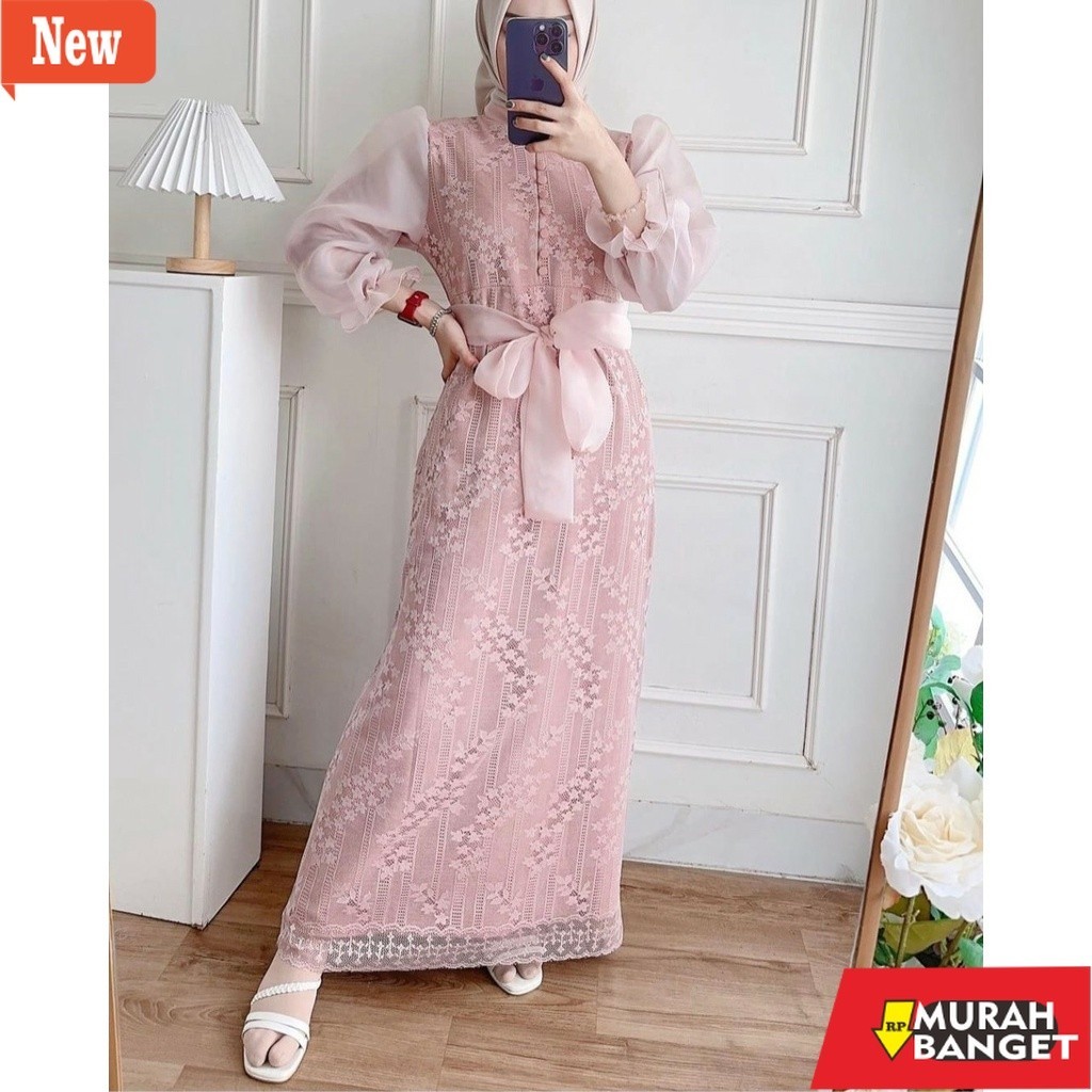 Gamis terbaru- DRESS LUIS / NEW PRODUCT / FASHION MUSLIMAH / BAJU UNDANGAN / BAJU PESTA / BISA COD /