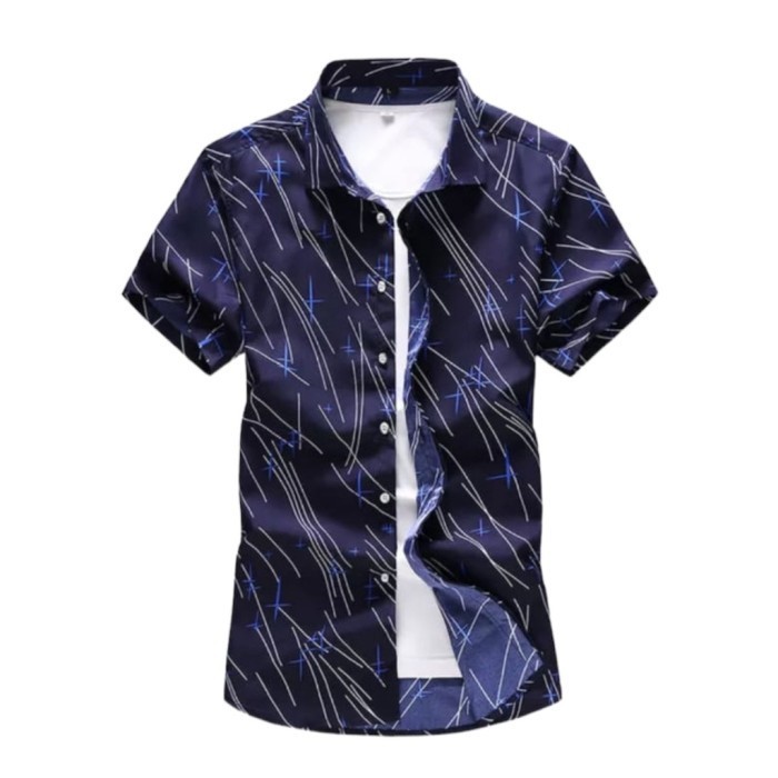 baju kemeja pria trendy baju pantai casual premium - Putih, M