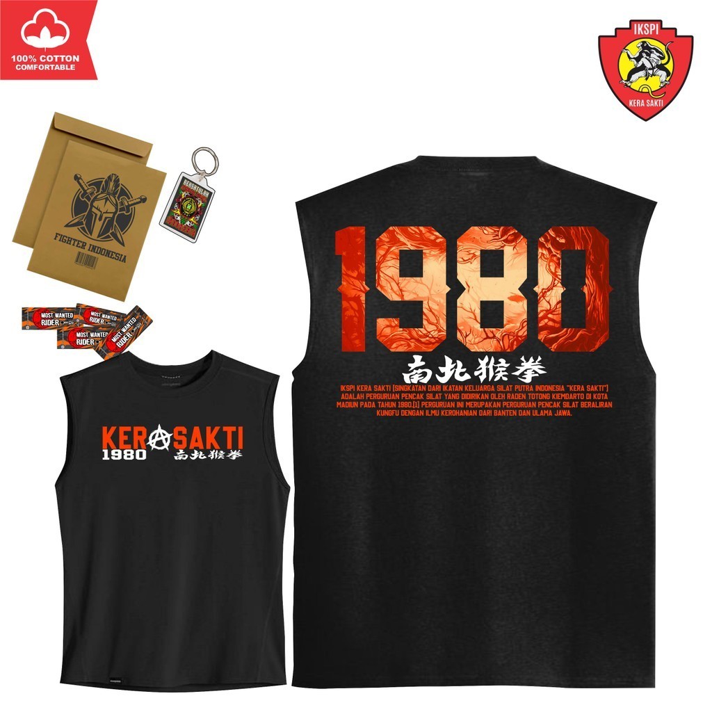 Singlet IKSPI Kera Sakti Terbaru SINGLET 1980 OREN Ikspi Kera Sakti Fighter 1980 Plastisol Distro