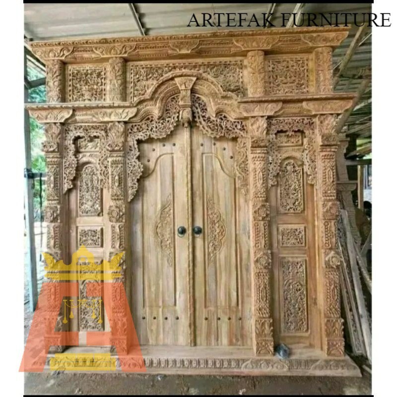 Artefak Furniture Pintu rumah gebyok ukir jawa kayu jati ukir jepara