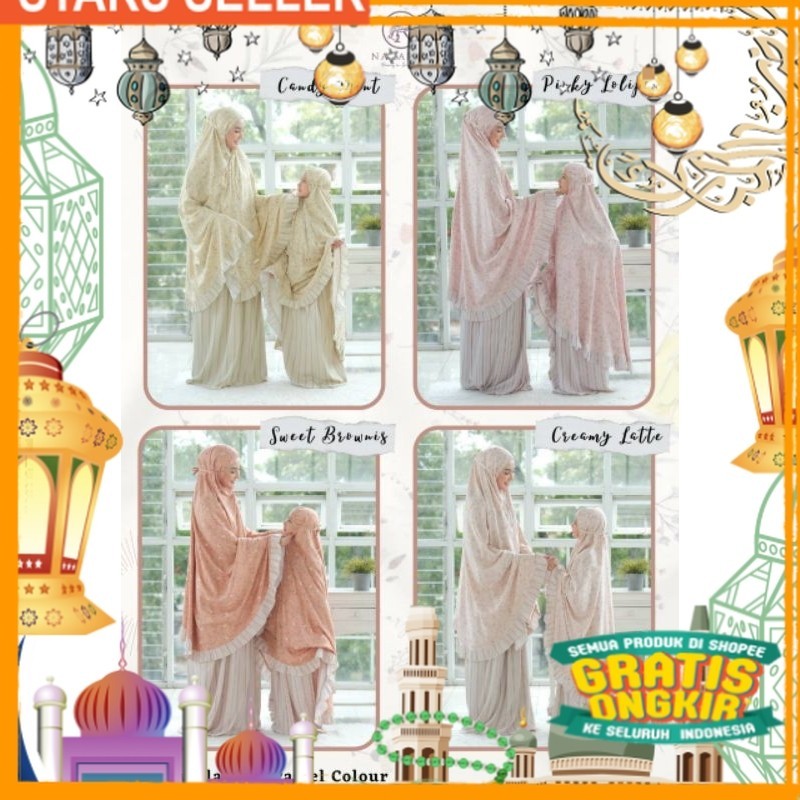 FARIKHA by NARARYA MUKENA IBU DAN ANAK# Mukena Siap Kirim/ Pink Dusty Fanta Merah muda