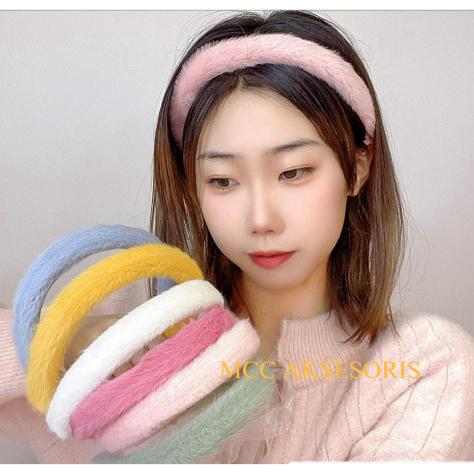 MCC Bando Busa Bulu Wanita Korea Bando Nagita Gigi Colourfull Bando Bulu Lembut Lucu Korean Style Vi