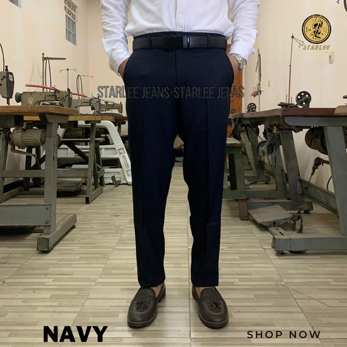 Celana Panjang Formal Katun Slimfit Pria - Celana Bahan Pria Formal - Hitam, 28