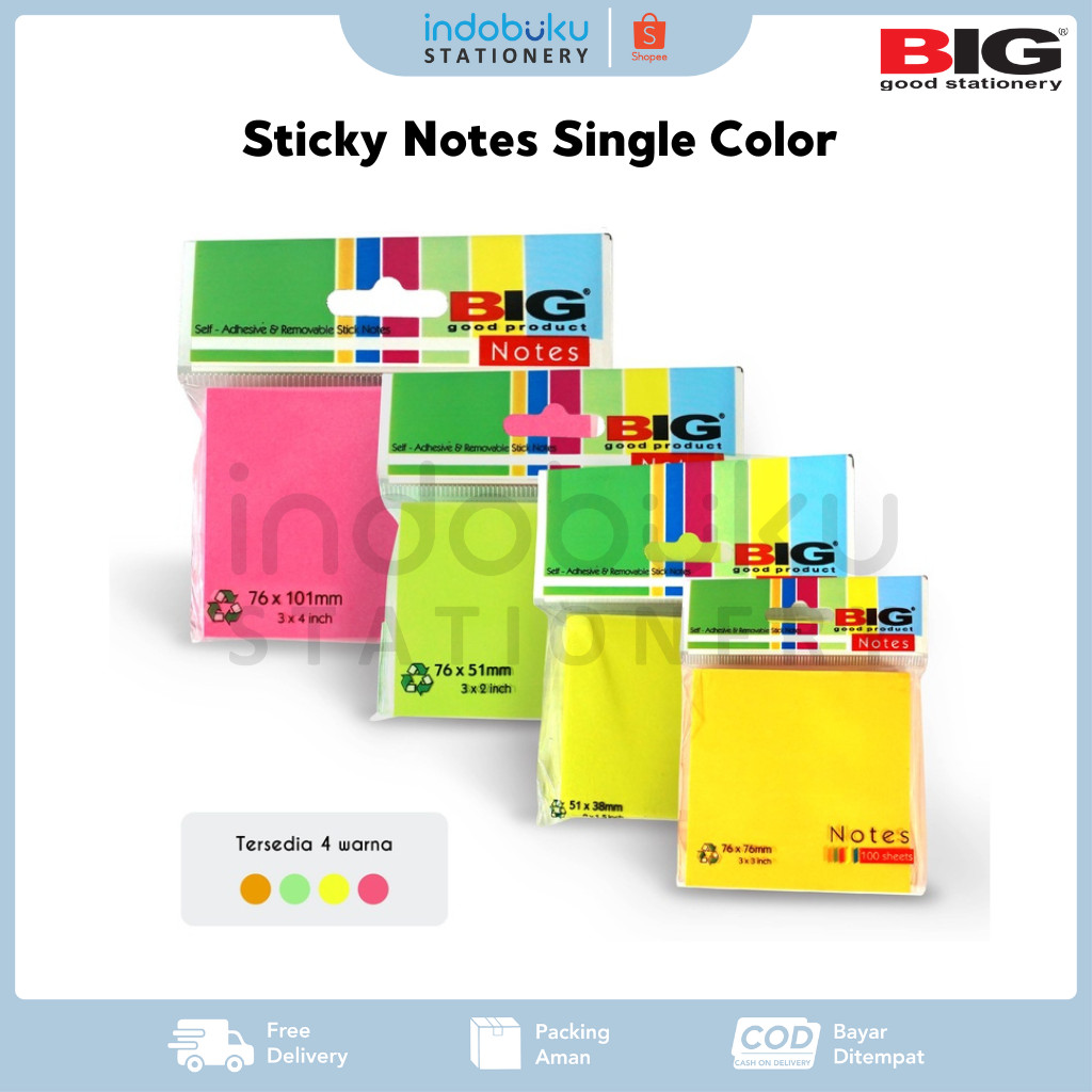 

Sticky Notes BIG Single Color / Pembatas Penanda 1 Warna BIG