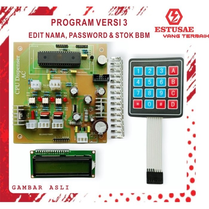 CPU POM MINI AC DIGITAL PERTAMINI+KEYPAD+LCD 1602 bisa edit password