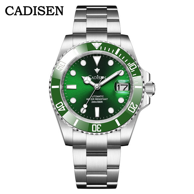 CADISEN Jam Tangan Pria Arloji Mekanikal Otomatis Gaya Jepang NH35A Stainless Steel Kaca Safir 20Bar