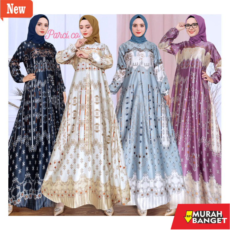 Gamis wanita untuk lebaran- (COD) Parci Mazaya Gamis Silk Premium Jumbo - Gamis Silk -Gamis Silk Mot
