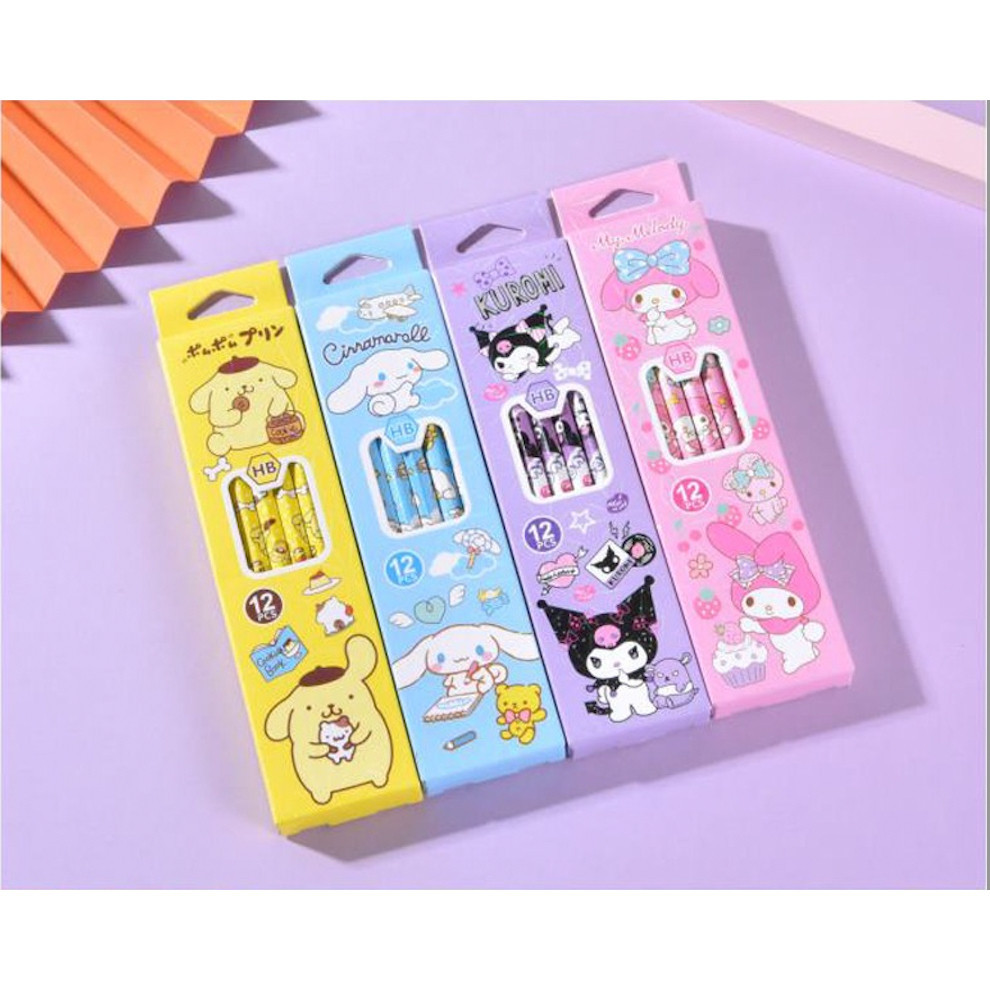 

ISI 12 PCS PENSIL KARAKTER SANRIO KUROMI MELODY POCHACCO CINNAMOROLL LUCU IMUT