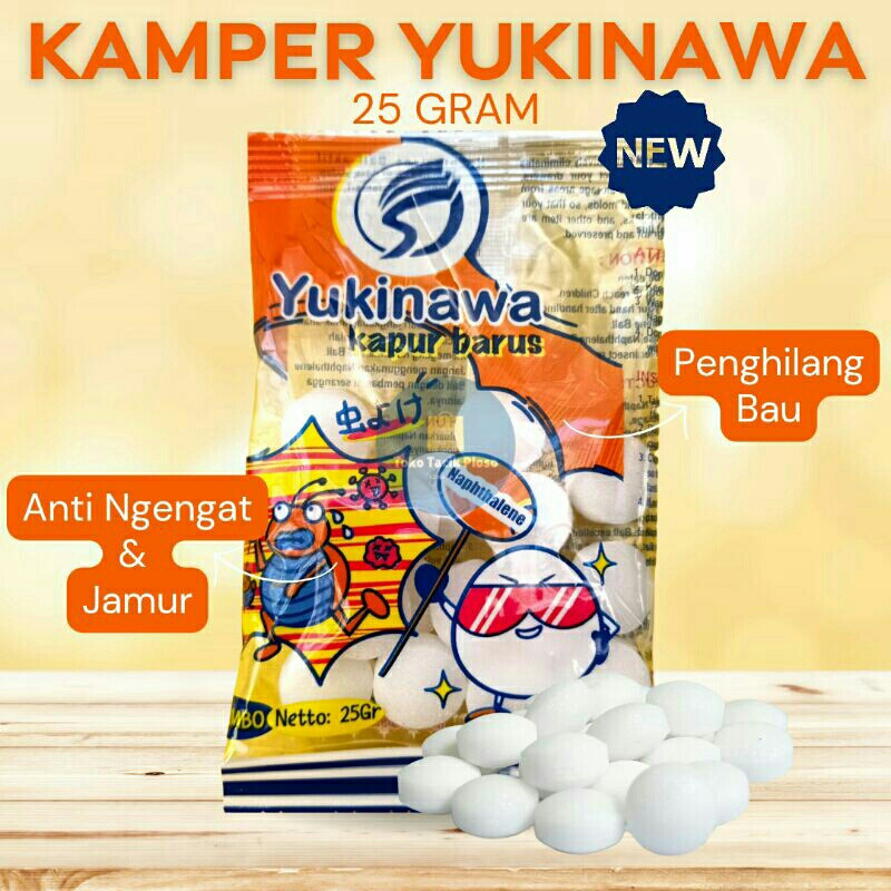 [DARU] Kamper / Kapur Barus Yukinawa Putih Warna 25gr - Kapur Barus Yukinawa Kamper Bulat Putih Pewangi Pengharum Lemari Pakaian Baju Tahan Lama Anti Jamur Pengusir Kecoa Kamar Mandi