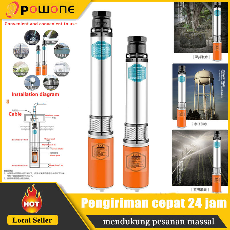 6m3 / jam 15M 12VPompa Air Tenaga Surya 250W Pompa Sumur Dalam Angkat Tinggi Pompa Submersible DC Po