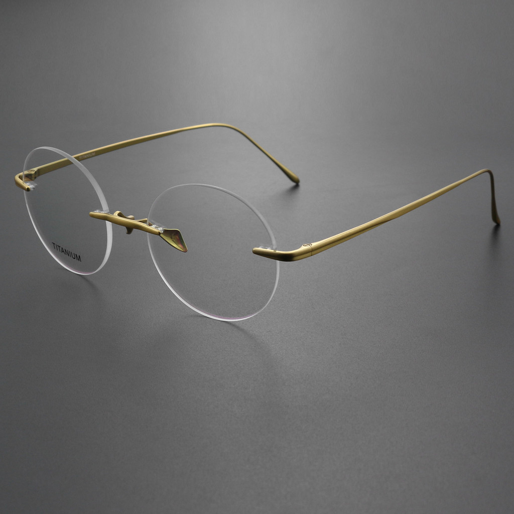 Kacamata tanpa bingkai titanium murni kacamata bulat retro bingkai kacamata tanpa bingkai kacamata o