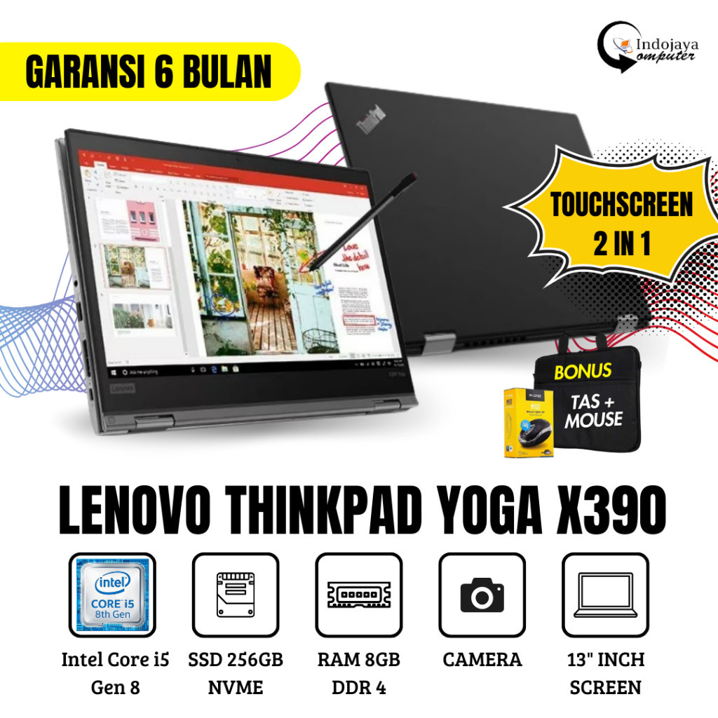 FROMO SPESIAL SHOP Laptop Lenovo Yoga X390 2 in1 Core i5 Gen 8RAM 8GB SSD 256GB Original Bergaransi
